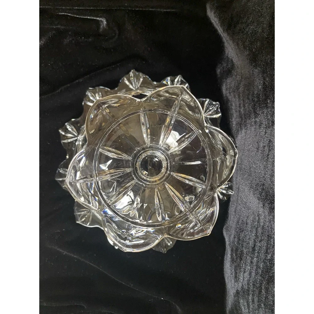Vintage Lead Crystal  Pedestal Compote/Bowl By Teleflora Made in USA‎ EUC Heavy